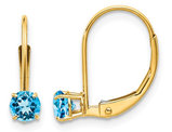 2/3 Carat (ctw) Natural Blue Topaz Leverback Earrings in 14K Yellow Gold